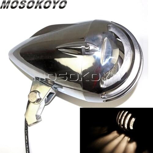 H4 12V 4.5" Retro Grill Motorcycle Headlight For Harley Cafe Racer Chopper Touring Sportster Road King Street Glide Motorbike