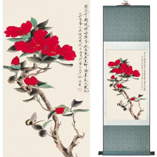 Flowers Painting Home Office Decoration Chinese scroll painting birds painting butterfly and flower painting2018070305