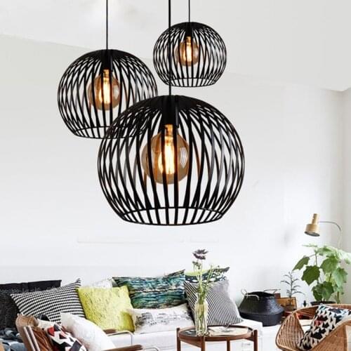 Birdcage Nordic Creative Simple Pendant Lamps Vintage Industrial Style Iron Pendant Lights for Restaurant Bar Cafes Living Room