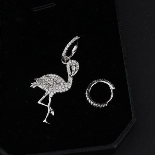 Fashion Flamingos Drop Earrings Pink Zircon Flamingos Earrings Women 925 Sterling Silver Crystal Earrings Jewelry Gift