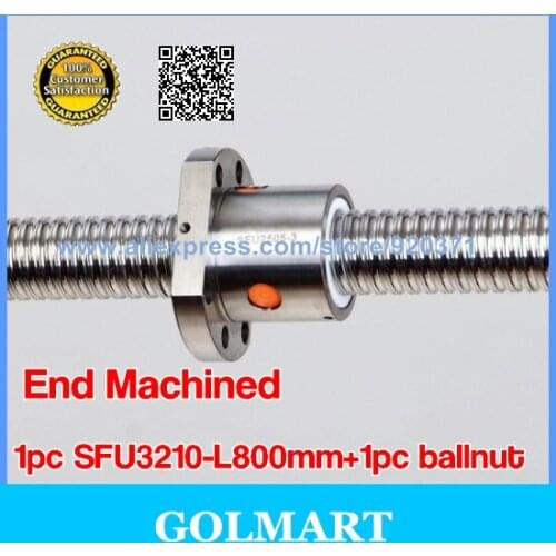 Ball lead screw set SFU3210 length 800 mm+ RM3210 Ball nut with standard end machining