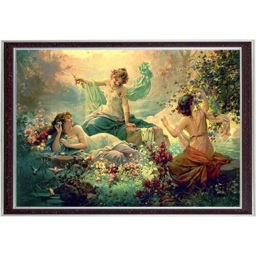 Top Needlework 14CT unprinted Embroidery Craft French DMC Quality Counted Cross Stitch Kit DIY Garden Play