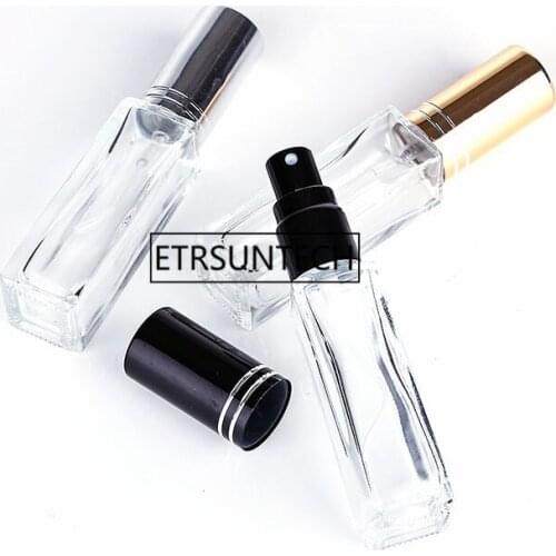 High Quality 6ml 9ml Mini Inflatable Glass Perfume Bottle with Black / Gold / Silver / Metal Spray F1417