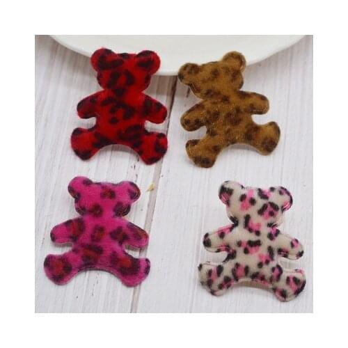 Sew on 4.8*4.3cm 30pcs/lot Mink fur leopard bear Padded Patches Appliques For Clothes Sewing Supplies Decoration