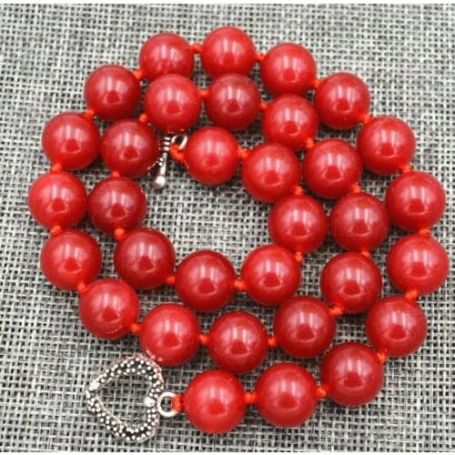 New12mm Red Ruby Round beads Gemstone Necklace 18"