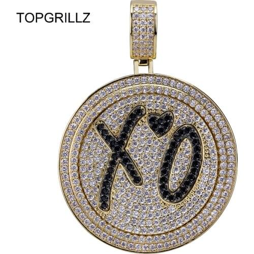 TOPGRILLZ New XO Spinner Pendant Necklace Iced Out Hip Hop/Punk Gold Silver Color Chains For Men CZ Charms Jewelry Gift