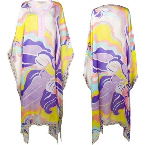 New color printing fashion elastic knitting loose casual long dress