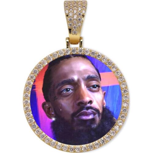 Custom Photo Round Necklace Pendant Solid Color Pendant Hip Hop Jewelry Necklace Personalized Customized Photos For Women Men