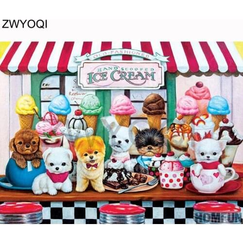 Full Square Diamond embroidery Ice cream shop Full Round Diamond mosaic Cup dog cat 5D DIY Diamond painting Cross stitch cupcake
