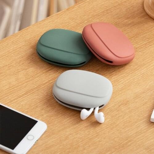 Portable Data Cable Headphone Storage Box Simple Mobile Phone Data Cable Organizing Bag Silicone Storage Box Cute coin purse