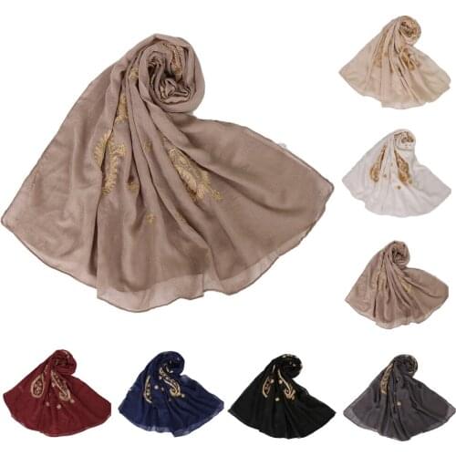 180*90cm Scarf Muslim Women Long Hijab Headscarf Maxi Scarves Embroidery Cotton Shawl Wrap Headwear Islamic Arab Stoles 7 Colors