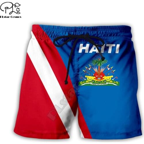 Men Summer Haiti Caribbean Sea Casual Shorts 3d Printed Quick Dry Funny Board Shorts Elastic Waist drop shipping