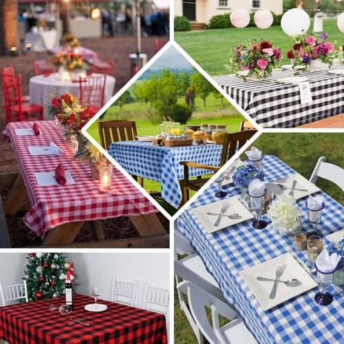 Buffalo Plaid Tablecloth 90"x132" Rectangular Checkered Polyester Linen Table Cloth For Wedding Event Decoration