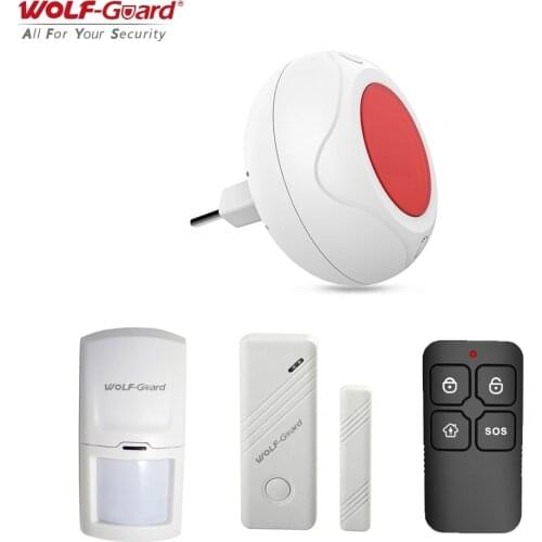 Wolf-Guard Wireless DIY Home Security Alarm Burglar System Indoor Flashing LED Siren PIR Motion Detector Door Window Sensor