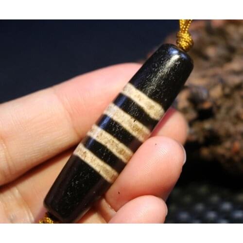 Magic Power Tibetan Agate 4 Stripe Healer Medicine dZi Bead Pendant Amulet LKbrother Talisman UPS1216Qs