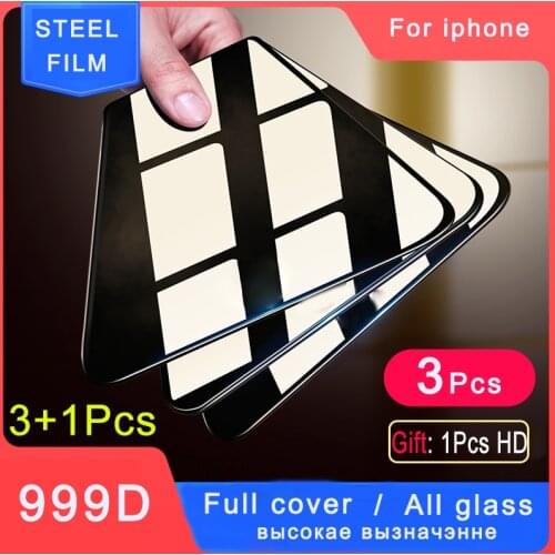 9D 3 Pcs High Definiti Full Cover Glass For iPhone 11 12 Pro XS Max XR mini Screen Protector 8 7 plus Tempered Glass Film Case