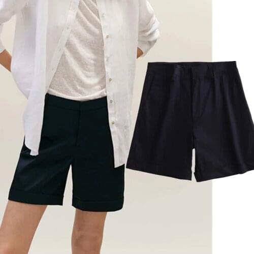 Jenny&Dave Women Short 2021 Enlgand Style Fashion Simple Navy Shorts Women Cotton Summer Short Feminino Casual Bermuda