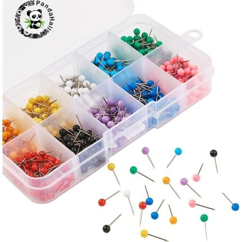 Pandahall 1 Box Plastic Ball Head Pins for Jewelry Findings Making Accessory DIY Supplies Steel Pins Mixed Color 15mm Ball: 4mm
