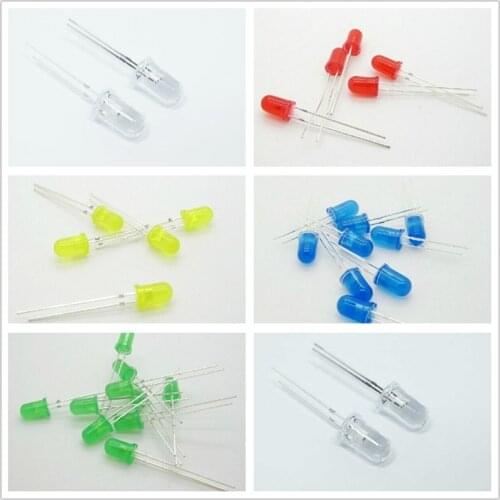 1000pcs 5mm led white/blue/red/yellow/green light bulbs / 5MM White Colour LED emitting diode F5mm White LED