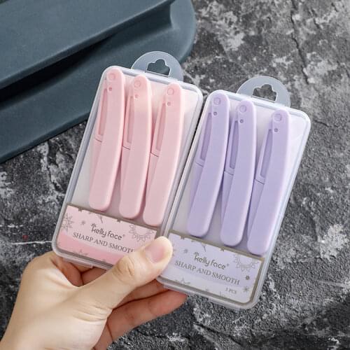 3Pcs Eyebrow Epilator Folding Eyebrow Trimmer Safety Scraping Eyebrow Razor Beauty Dermaplaning Tool Eyebrow Scissors Brows