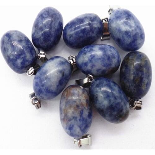 50Pcs 20x12mm Wholesale Natural Blue Sodalite Oval Pendant Bead DIY Earrings Jewelry Accessories S624