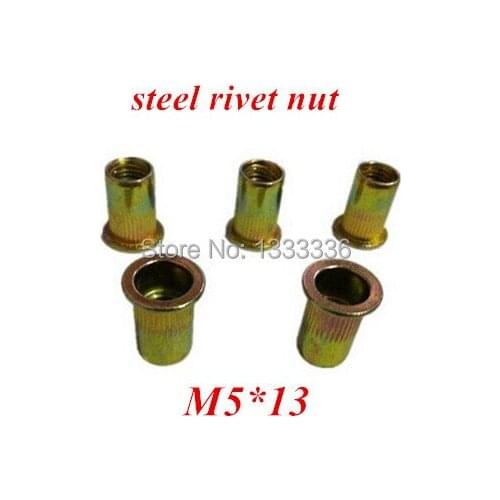 500pcs M5*13 Flat Rivet Nut Rivnut Insert Nutsert Countersunk Head column Nut steel multi-color zinc plated