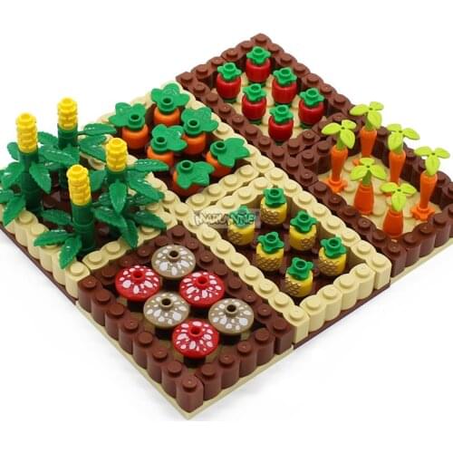 6pcs City Plant orchard Flower bed Parts Building Blocks Bricks Accessories Food Block Assemble Toys for DIY Children Gift