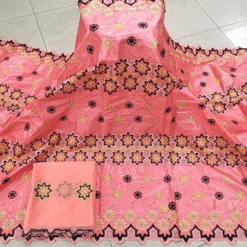 African bazin riche brocade 2021 high quality embroidered jacquard brocade fabric with french tulle lace 5+2yards/lot