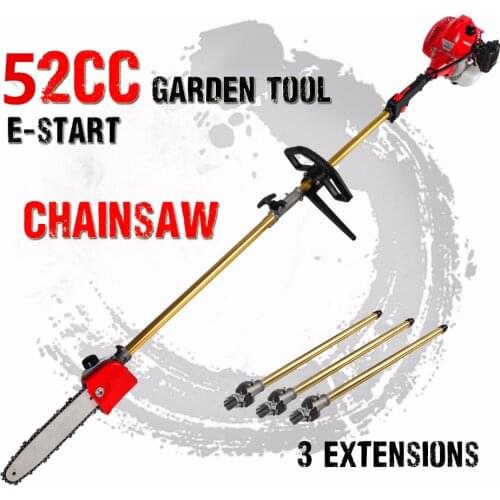 52cc Long Reach Pole gasoline Chainsaw telescopic pole Petrol Chain Saw Brush Cutter Tree Pruner with 3 extend pole Garden Tools