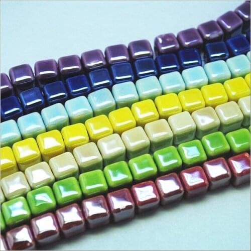 70pcs ceramic beads porcelain beads square shape beads for charms men bracelets making beads accessories size 9mm top fashion it