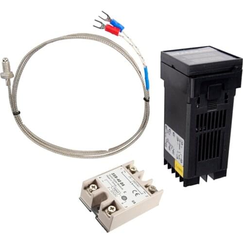 Digital PID REX-C100 Temperature Controller Set+max.40A SSR K Thermocouple