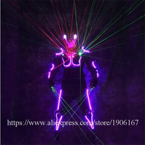 RGB Colorful LED Armor Light Up Jackets Laser Costume With Glasses Laser Gloves Led Outfit Clothes Led Suit For LED Robot suits