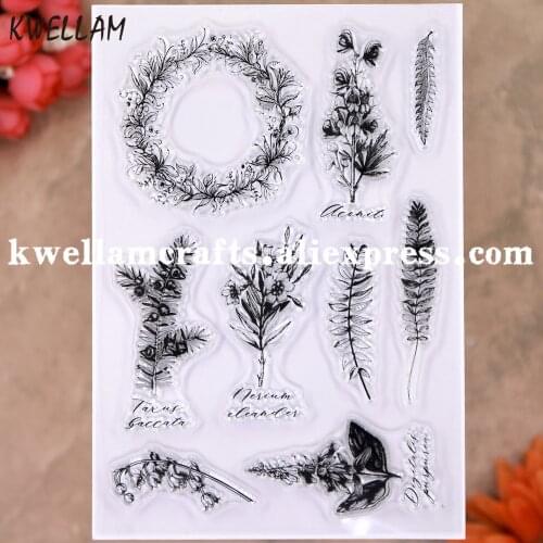 Flowers Leaves Wreath Scrapbook DIY photo cards rubber stamp clear stamp transparent stamp 20011006