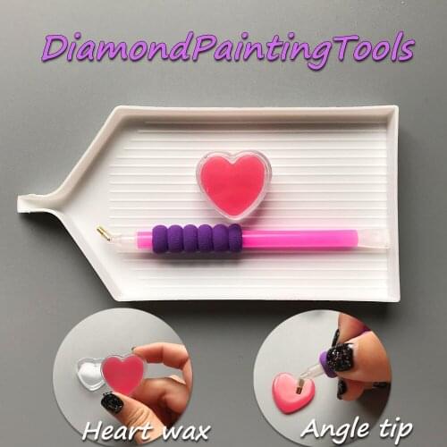 DIY Diamond Painting Tools 5D Diamond Painting Cross Stitch Accessories Embroidery Angled Point Drill Pen Mosaic Heart Wax Tray