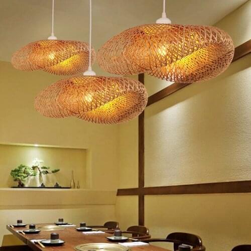 E27 Handmade Bamboo Pendant Lamp Fixtures Led Rattan Light Restaurant Hotel Home Decoration Indoor Hanging Lamp Led Luminaire