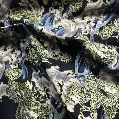 CF679 Japanese Style The Dragon Reactive Printed Cotton Fabric For Kimono Table Clothes Door Curtains DIY Fabrics Home Textiles