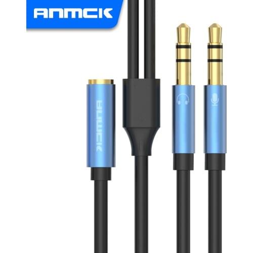 Anmck 3.5mm Jack AUX Cable Audio Cord to 3.5 mm Jack Male Wire HD Stereo HiFi Mic Headphones Splitter Cables For Car Laptops PC