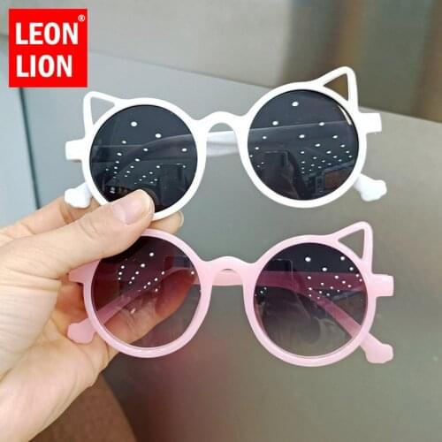 LeonLion 2021 Cat Eye Children Sunglasses Fashion Personality Sunglasses Kids Anti-ultraviolet Cute Baby Glasses Trend Girls Boy