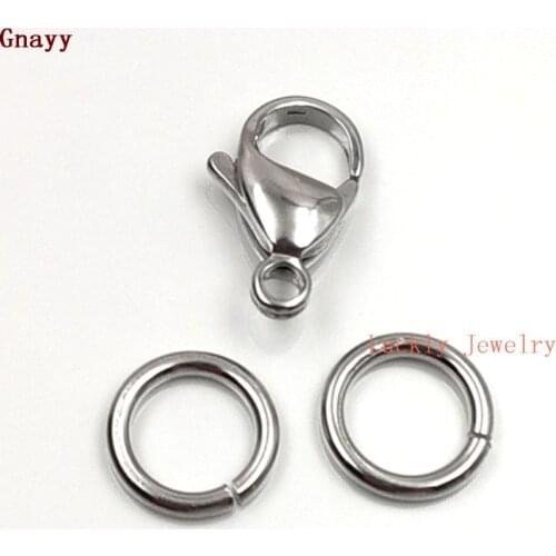 Set of 9mm/10mm/12mm/13mm/15mm Stainless steel Lobster Clasp PKG OF 20 & 40pcs Jump Ring Set Finding Jewelry