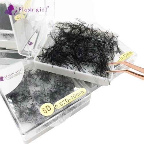 Flash Girl 5D Premade Fans Lashes Russia Volume Professional Eyelash Extension Individual C/D Curl Eyelash Extension Short Stem