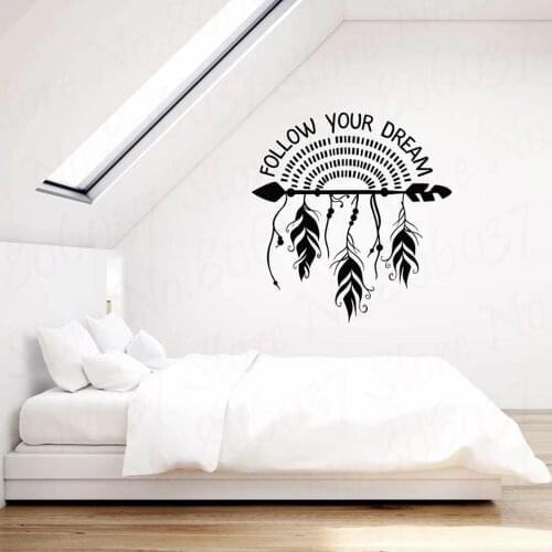 Wall Decal Dreamcatcher Arrow Feathers Ethnic Style Quote Vinyl Room Decor Stickers Mural WL1704