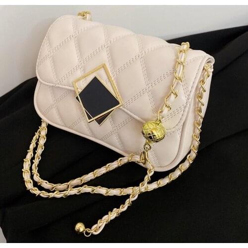 2021 New Style European and American Popular Autumn Rhombus Chain Small Square Bag Shoulder Messenger Bag Western Style Female