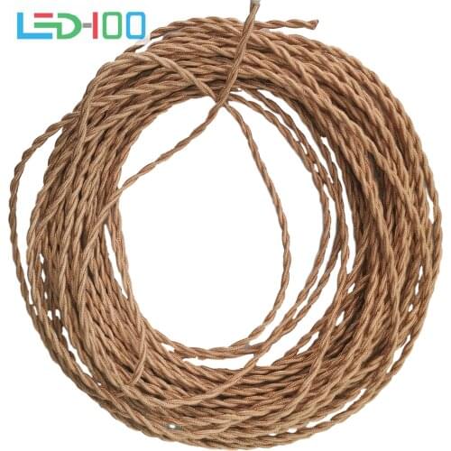 NEW 2*0.75mm Vintage Twisted Electrical Wire Beige Textile Cable Edison Vintage Lamp Cord Braided Retro Pendant Light Lamp Wire