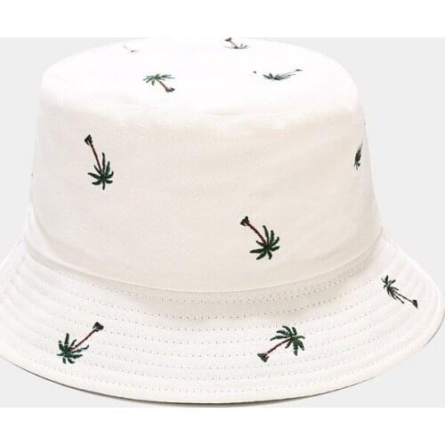 Bucket for Woman Man Fisherman Cap Hat Coconut Tree Spring Autumn Summer Sun UV Proof Seaside Beach Outdoor UNIbeauty Trend 2020