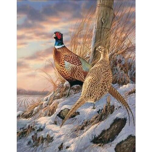 Full Square/Round Diamond Painting Pheasant Bird Couple Diamond Embroidery Sale Animal Handicraft Decor For Home