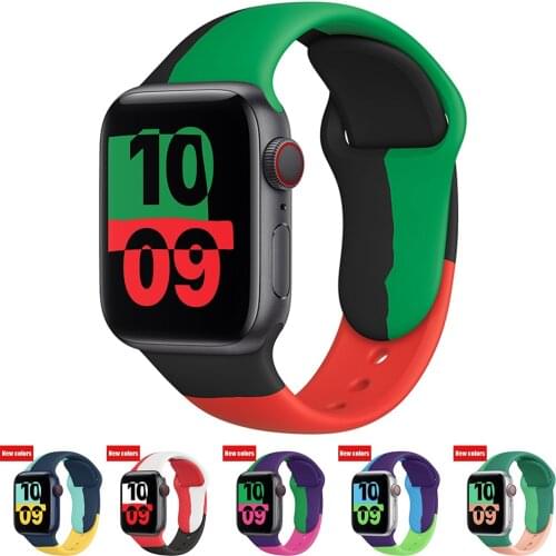 Soft Silicone Black Unity Band for Apple Watch Series 6 5 4 3 2 SE 38MM 42MM Rubber Watchband Strap for iWatch 6/5 40MM 44MM