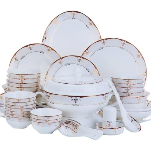 Christmas Jingdezhen 60 bone china tableware sets, bowl plates, ceramic dishes, dish sets, Korean household gifts