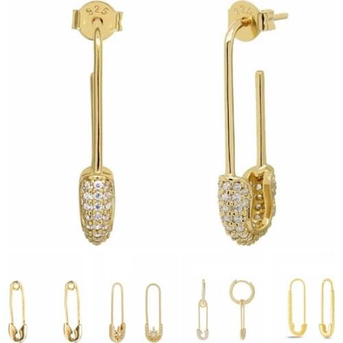 CANNER Fashion Simple Safety Pin Long Stud Earrings for Women Fashion Jewelry Ear Threader Puncture Earrings Korean Gift