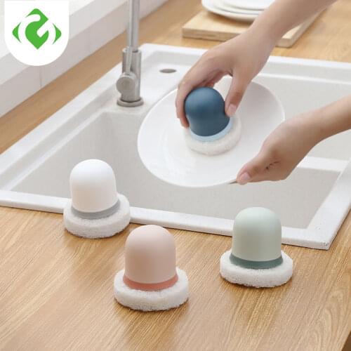 Household with Handle Washing Pot Brush Kitchen Cleaning Brush Decontamination Cleaning Ball Pot Brush Kitchen Cleaning Brush