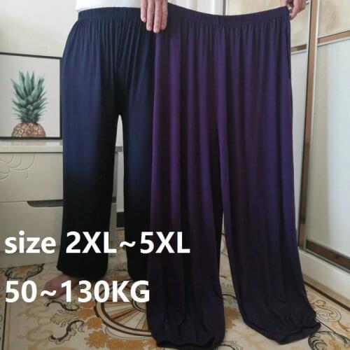 Summer Men High Elastic modal Sleep bottoms sleep Pants 4XL 5XL casual home wear pants large size soft Breathable pants loose 52